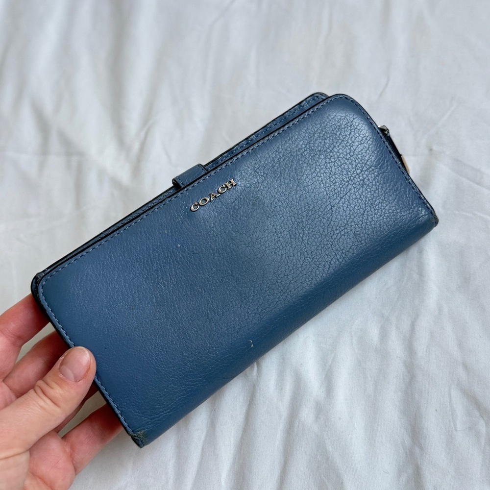 Coach Madison Skinny Leather Wallet 58586 Stone Blue
